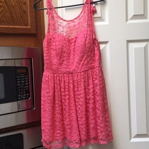 Lace pink mini dress